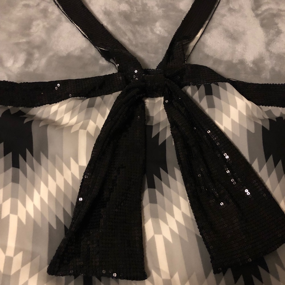 Tory Burch black silk Ikat print tank with sequins - Picture 2 of 7